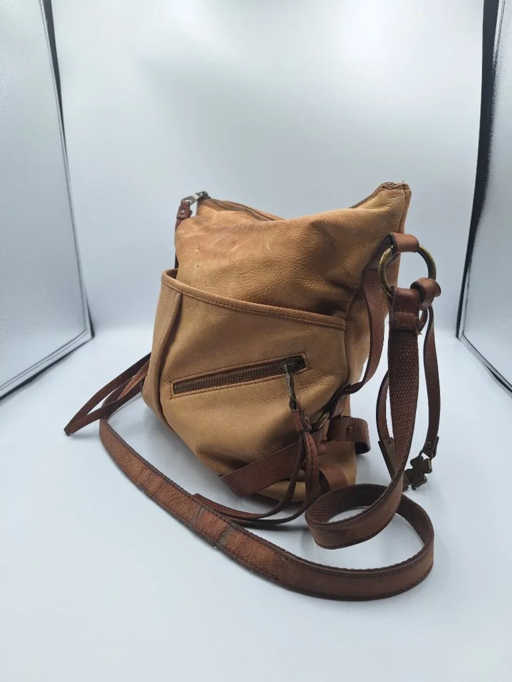 Lucky Brand Boho Western Leather Crossbody Bag Casual Fringe Purse